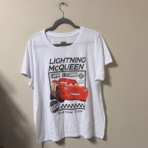 Unisex Plus Size White Disney Pixar Cars Graphic Tee 3X Lightning McQueen